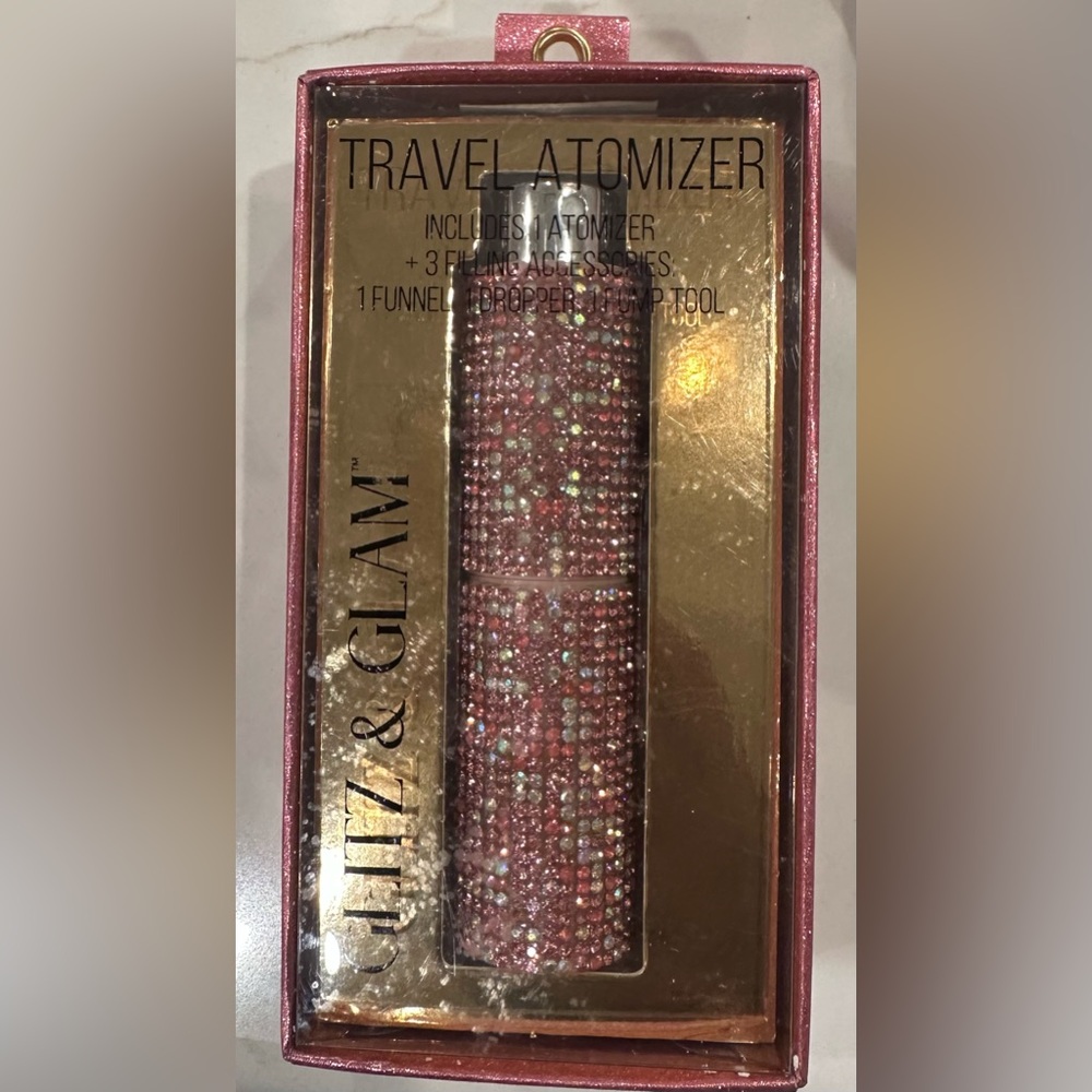 Glitz & Glam Travel Atomizer Pink Crystal Case Sparkling Perfume Case Refillable